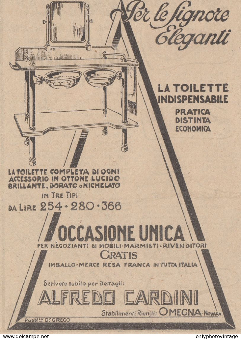 La Toilette Indispensabile Alfredo Cardini Omegna - 1923 Pubblicità Epoca - Pubblicitari