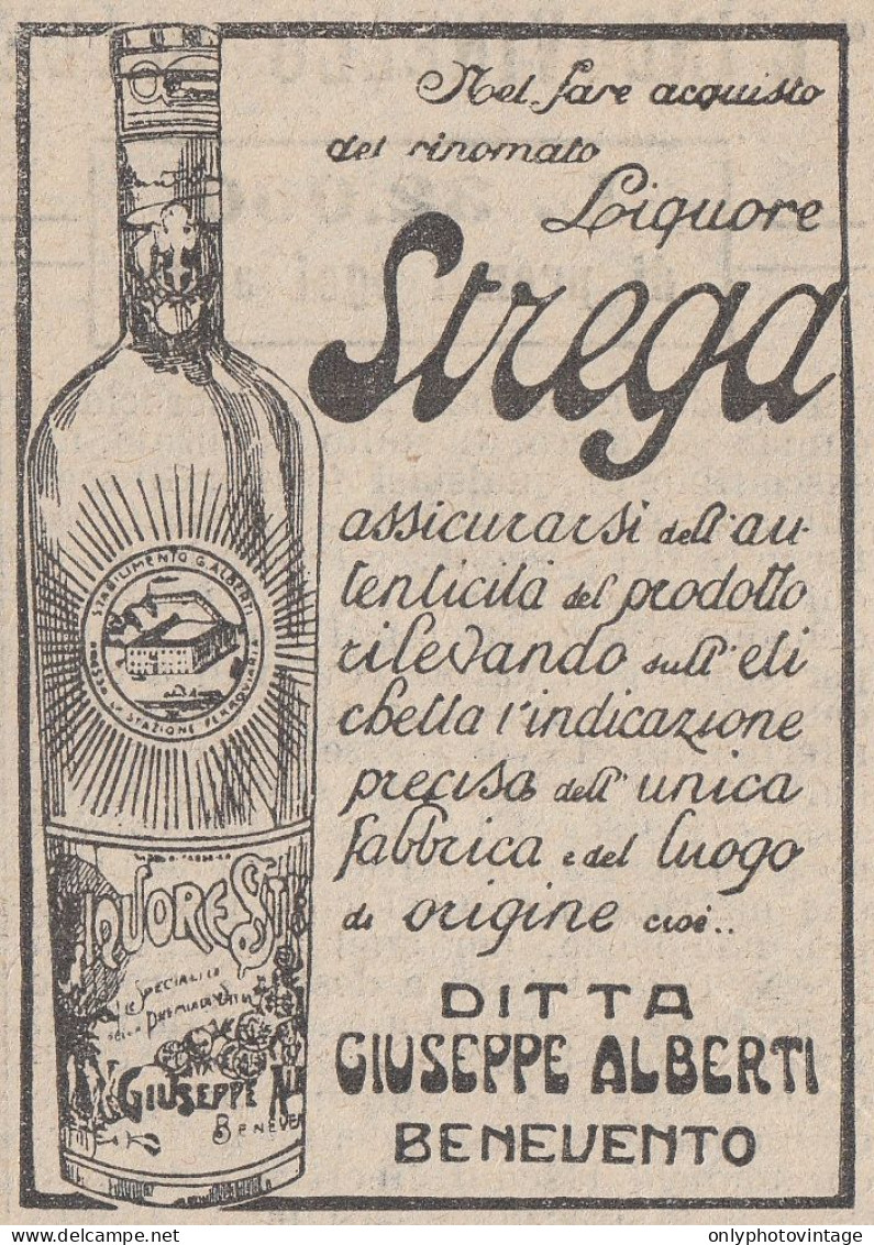 Liquore STREGA - Ditta Alberti - Benevento - 1925 Pubblicità - Vintage Ad - Publicités