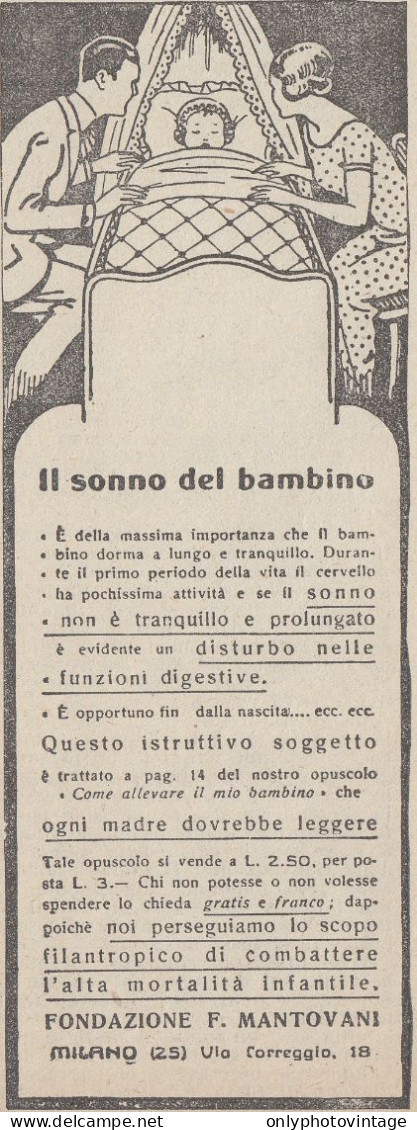 Fondazione F. Mantovani - Milano - 1925 Pubblicità - Vintage Advertising - Publicités