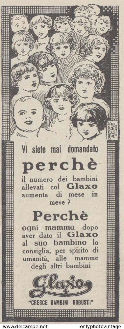 GLAXO Cresce Bambini Robusti - 1925 Pubblicità Epoca - Vintage Advertising - Publicités