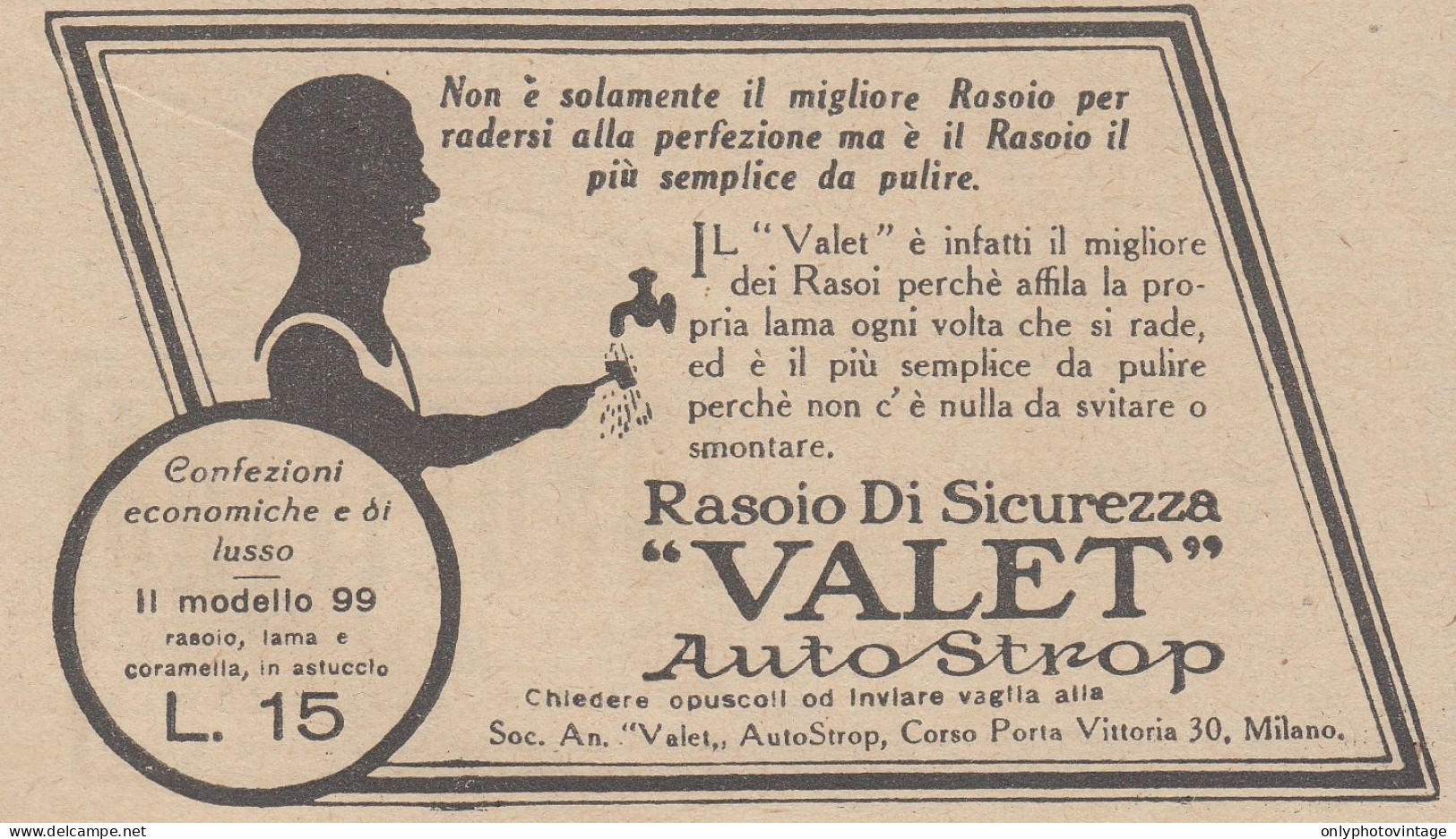 Rasoio Di Sicurezza VALET AutoStrop - 1925 Pubblicità Epoca - Vintage Ad - Publicités