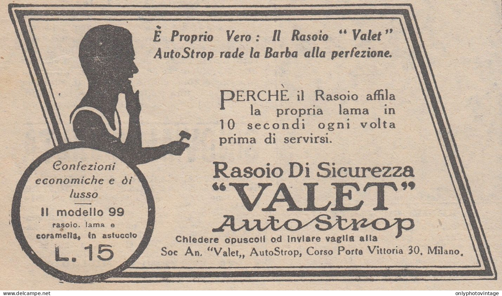 Rasoio Di Sicurezza VALET AutoStrop - 1925 Pubblicità Epoca - Vintage Ad - Publicités