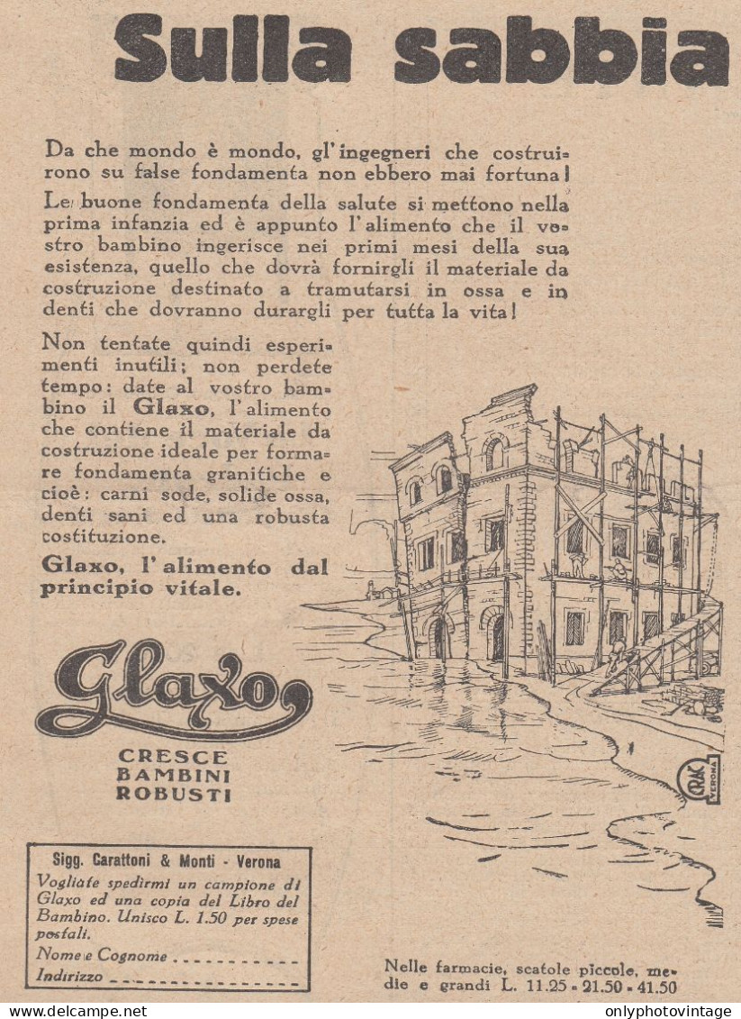 Alimento GLAXO - 1930 Pubblicità Epoca - Vintage Advertising - Reclame