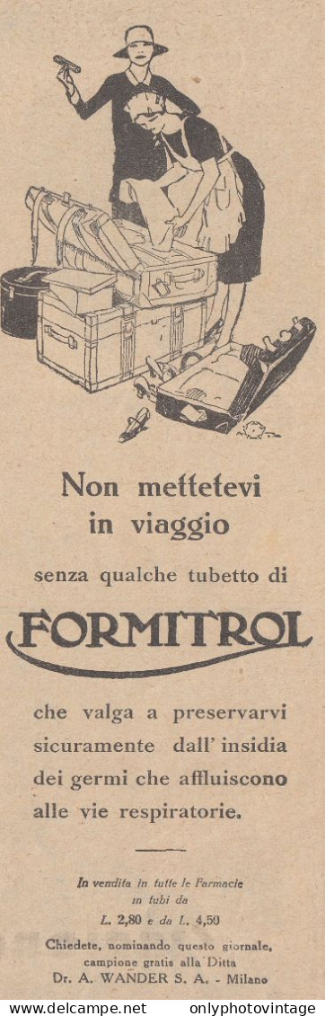 Non Mettetevi In Viaggio Senza FORMITROL - 1930 Pubblicità - Vintage Ad - Reclame