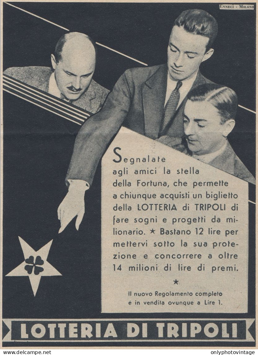 Lotteria Di TRIPOLI - 1934 Pubblicità Epoca - Vintage Advertising - Publicités