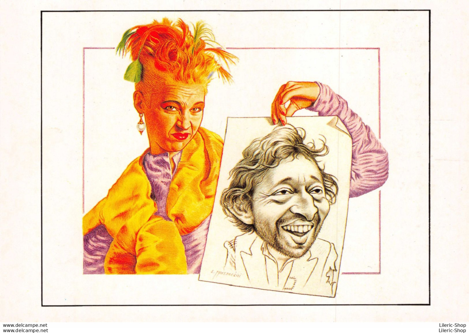 Illustrateur MUSTACCHI Emile Humour - CARICATURE DE SERGE GAINSBOURG ♥♥♥ - Zangers En Musicus