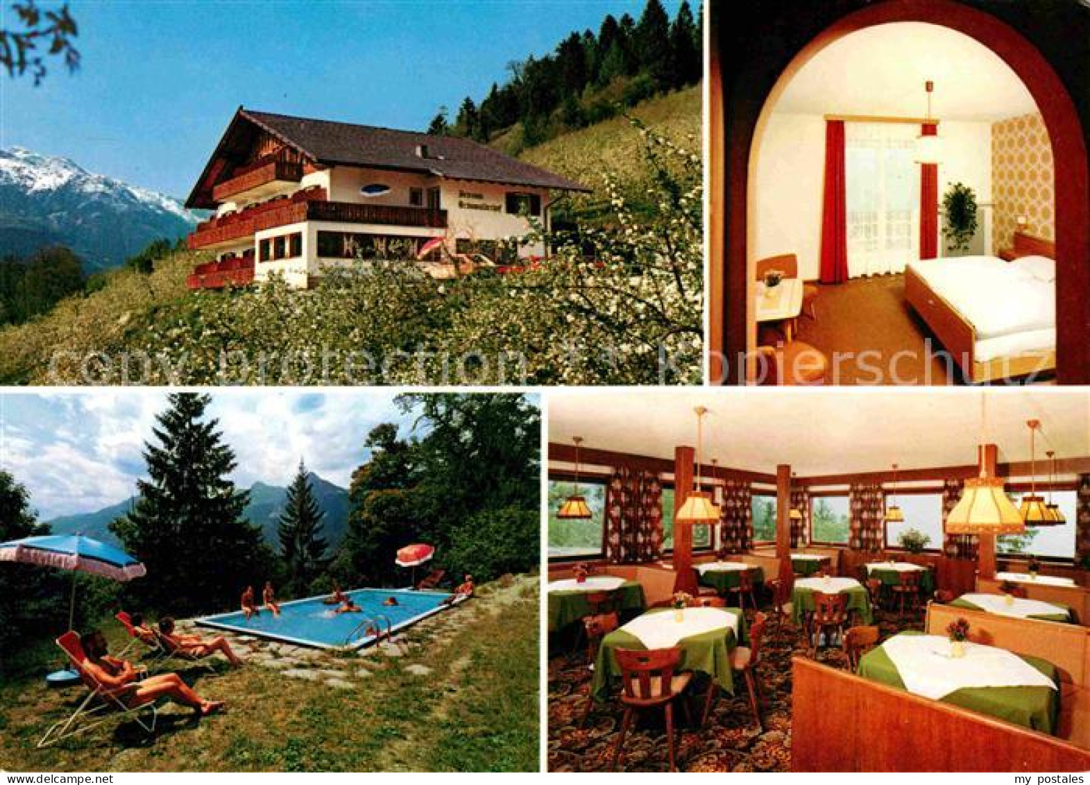 72666654 Schenna Meran Pension Gruenwalderhof Gastraum Fremdenzimmer Swimming Po - Other & Unclassified