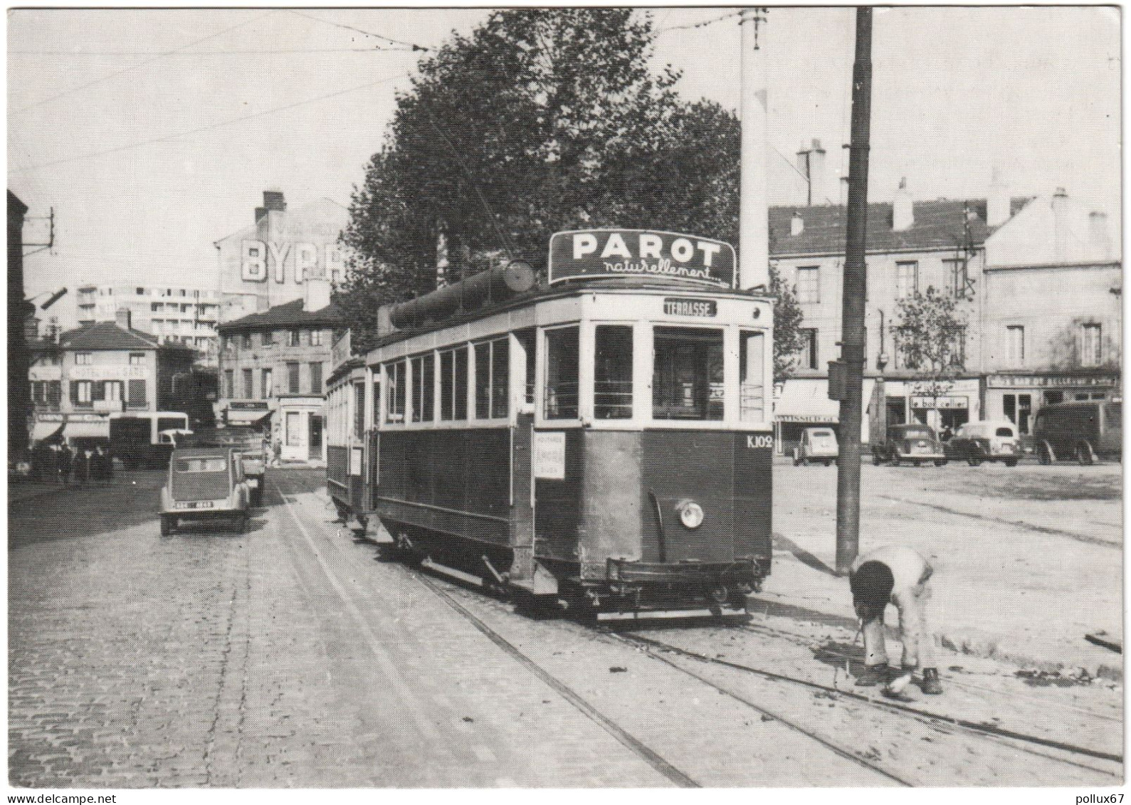 CPSM "AMIS DU RAIL DU FOREZ" . TRAMWAYS DE ST-ETIENNE - LIGNE BELLEVUE-TERRASSE - MOTRICE K AU TERMINUS DE BELLEVUE - Tram