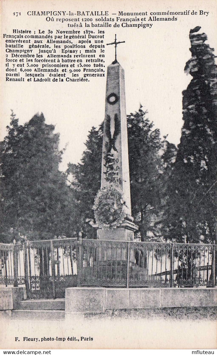 94* CHAMPIGNY  LA BATAILLE  Monument Commemoratif De Bry           RL45,0563 - Champigny Sur Marne