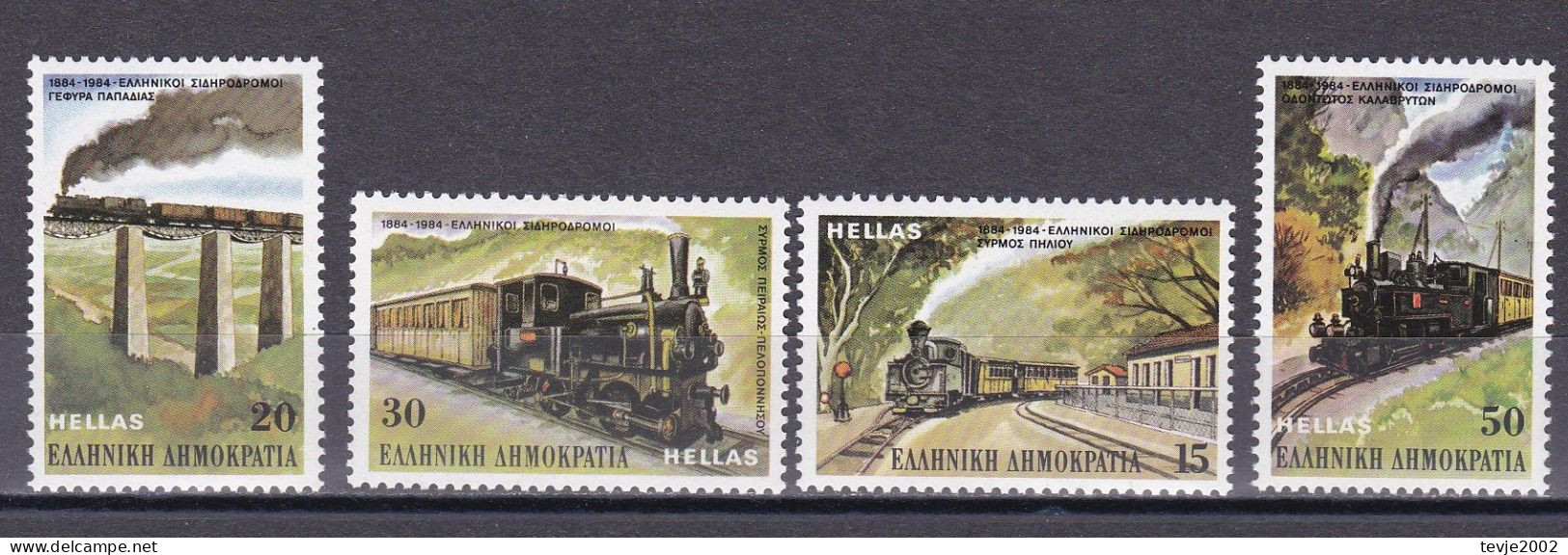 Griechenland 1984 - Mi.Nr. 1564 - 1567 - Postfrisch MNH - Eisenbahnen Railways - Treinen