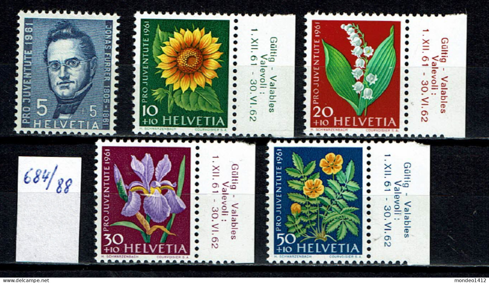 Suisse 1961 - YT 684/688 ** MNH - Ongebruikt