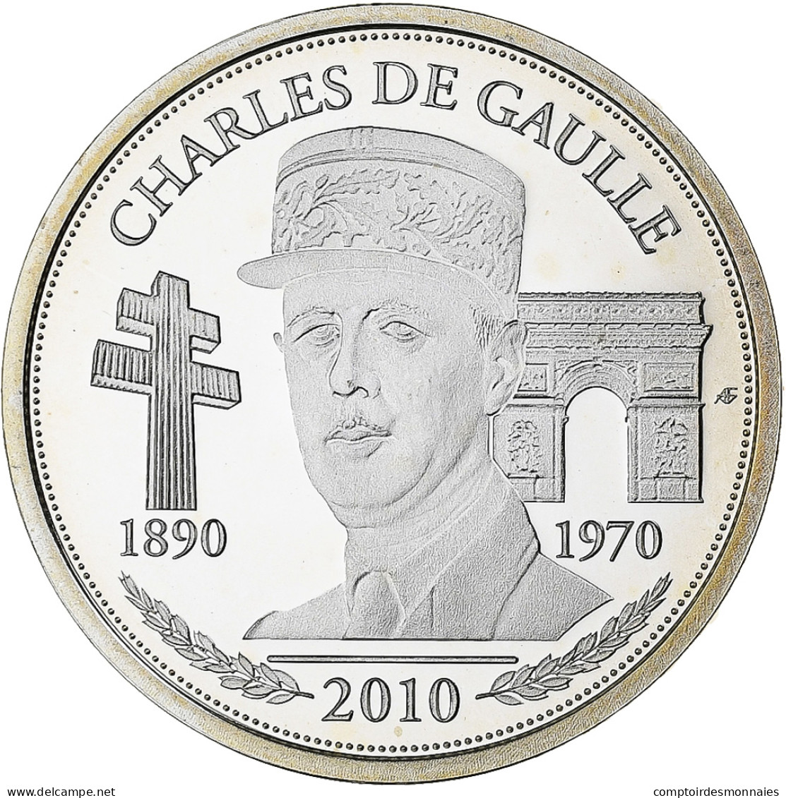 France, Médaille, Vème République, Charles De Gaulle, 2010, Argent, FDC - Autres & Non Classés