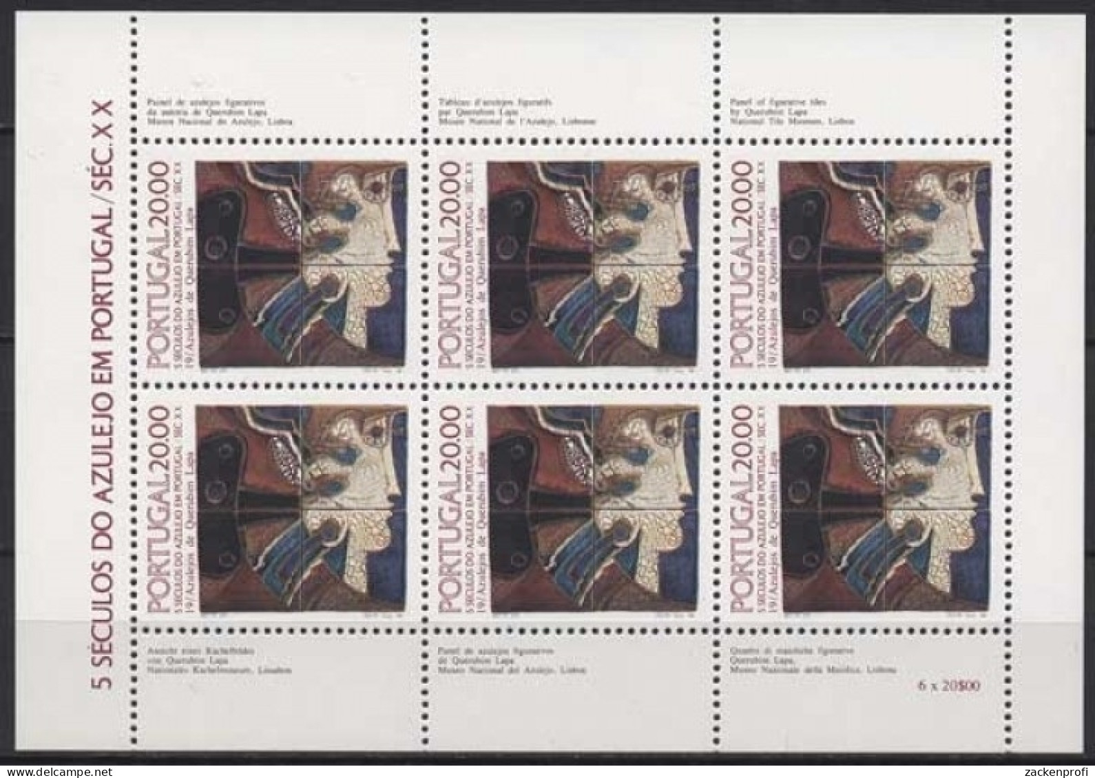 Portugal 1985 500 Jahre Azulejos Kleinbogen 1665 K Postfrisch (C91234) - Blocs-feuillets