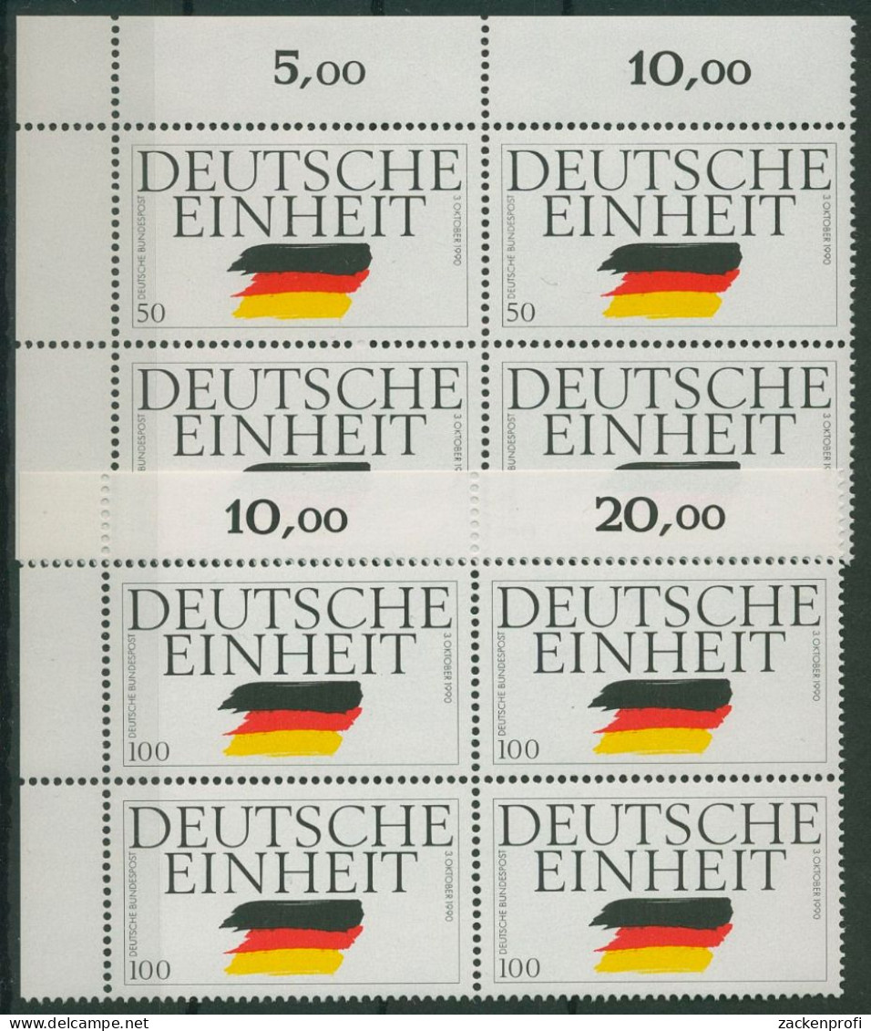 Bund 1990 Deutsche Einheit 1477/78 4er-Block Ecke 1 Postfrisch (R80225) - Unused Stamps