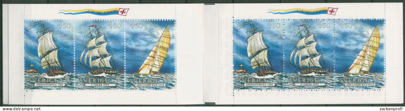 Schweden 1992 Europa CEPT Amerika Schiffe Markenheftch. MH 169 PostfrischC60827) - 1981-..