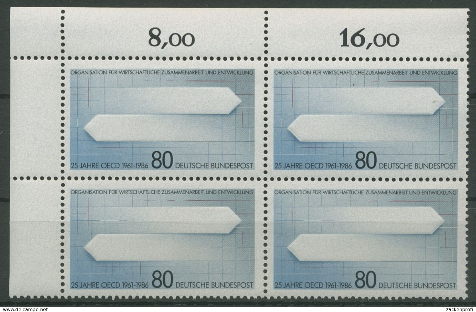 Bund 1986 OECD 1294 4er-Block Ecke 1 Postfrisch (R80142) - Neufs