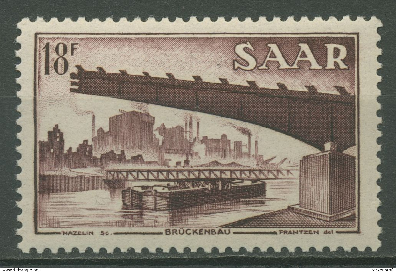 Saarland 1952 Wiederaufbau Brücke In Gersweiler 330 Postfrisch - Unused Stamps