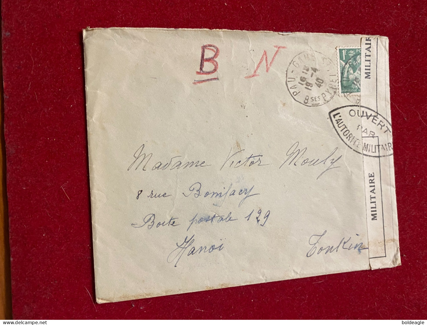 LETTRE 1940 -  CACHET OUVERT PAR L’AUTORITÉ MILITAIRE +BN - 1921-1960: Moderne