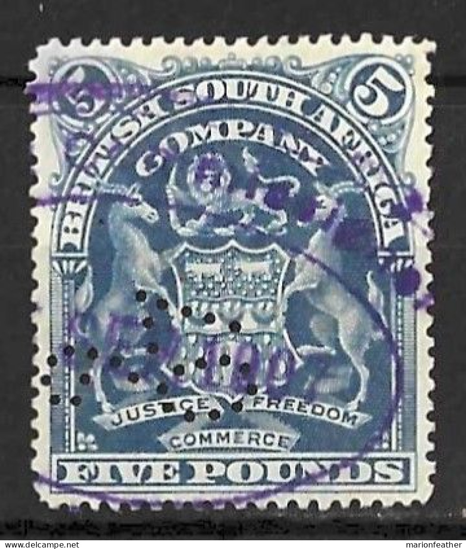 RHODESIA......QUEEN VICTORIA..(1837-01.).." 1898...".....£5...FISCAL.....SG92....(CAT.AL.£2750..).....USED. - Zuid-Rhodesië (...-1964)