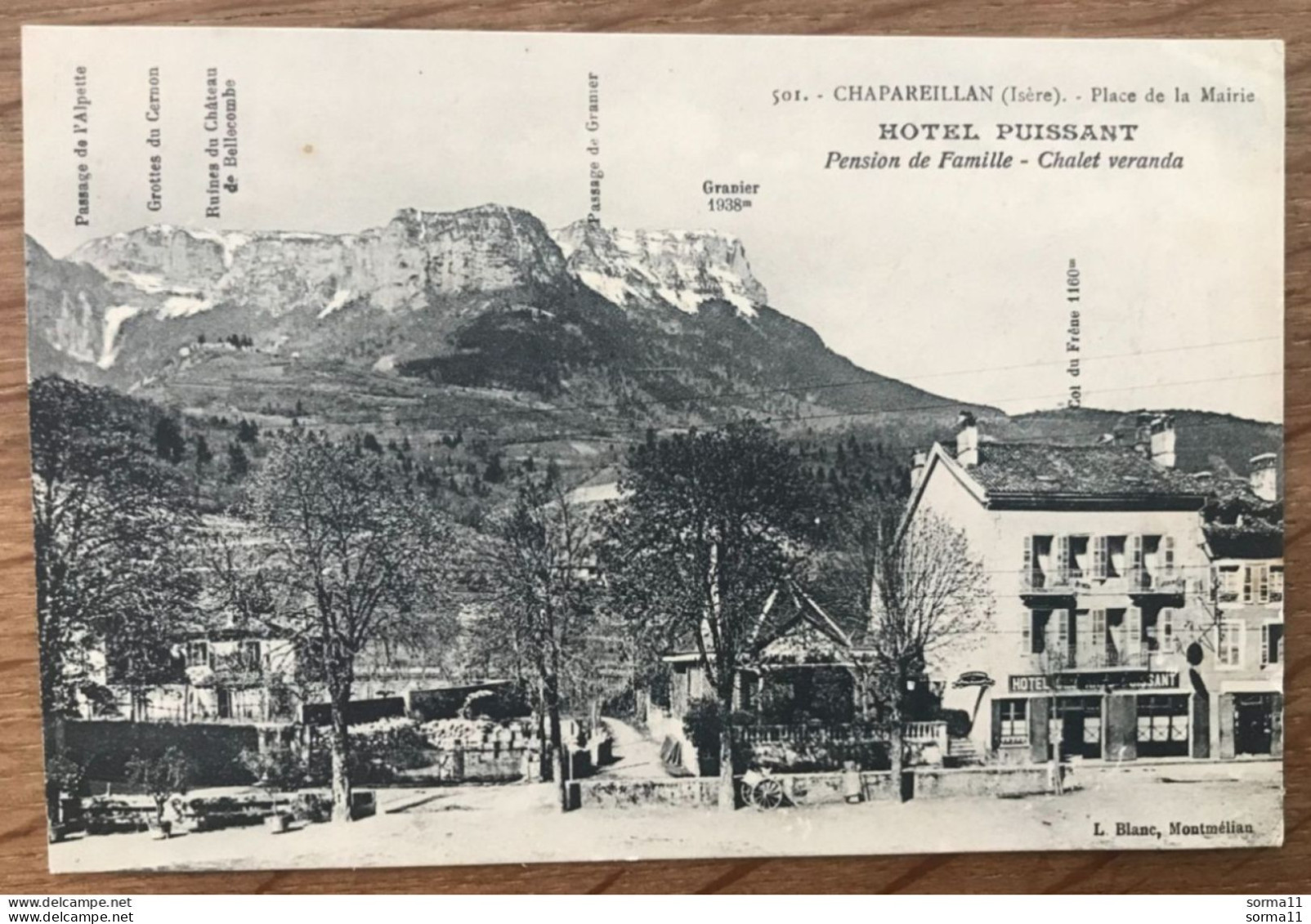 CPA CHAPAREILLAN 38 Place De La Mairie, Hôtel PUISSANT, Pension De Famille, Chalet Véranda - Autres & Non Classés