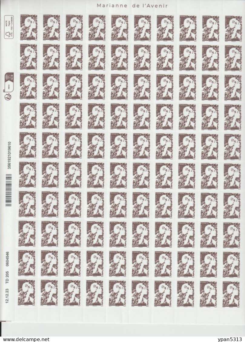 Marianne De L'Avenir à 0,05€** - Feuille Adhésive Complète Datée 12/12/2023 - Unused Stamps