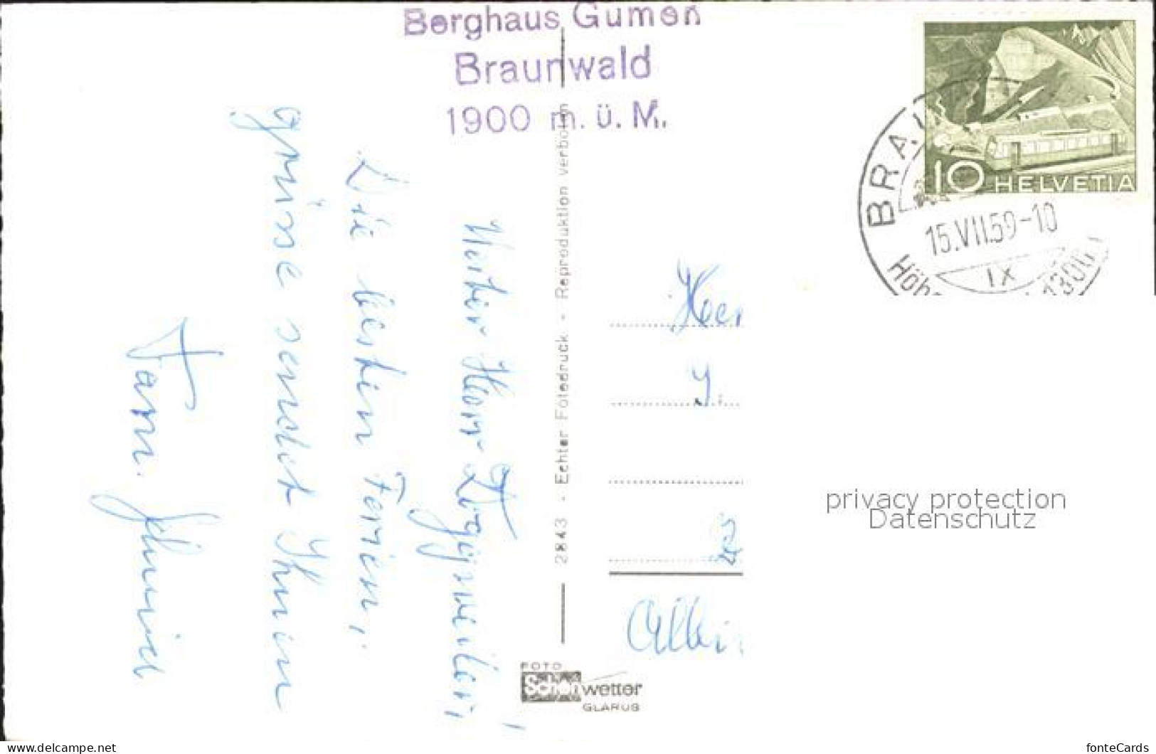 11751027 Braunwald GL Berggasthaus Gumen Braunwald - Other & Unclassified