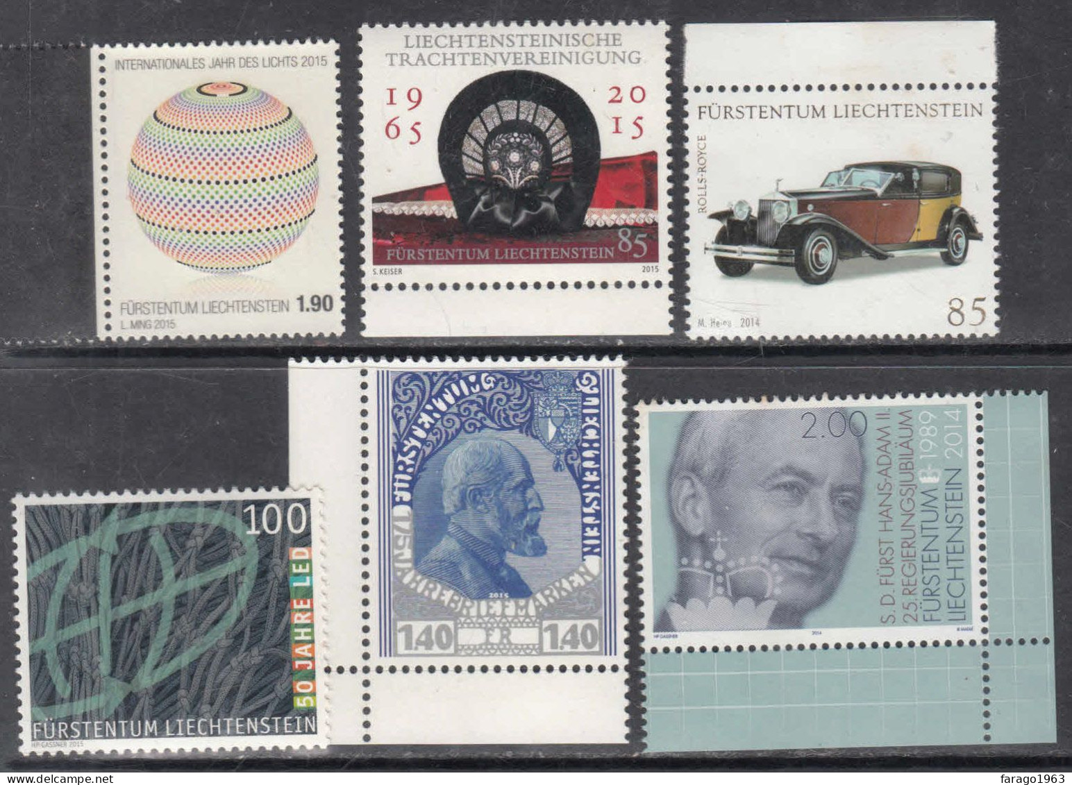 2015 Liechtenstein  Collection 5 Different (car Damaged And Removed)  MNH @ BELOW FACE VALUE - Neufs