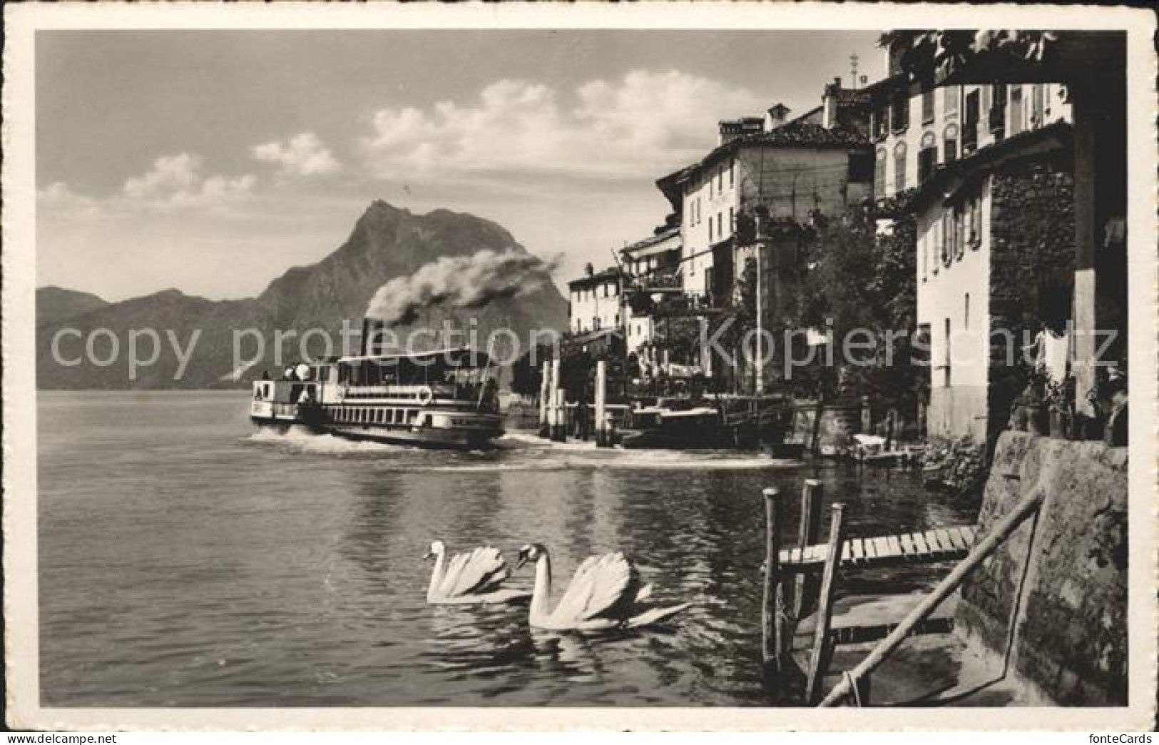 11749626 Gandria Lago Di Lugano Teilansicht Dampfer Schwaene Gandria - Sonstige & Ohne Zuordnung