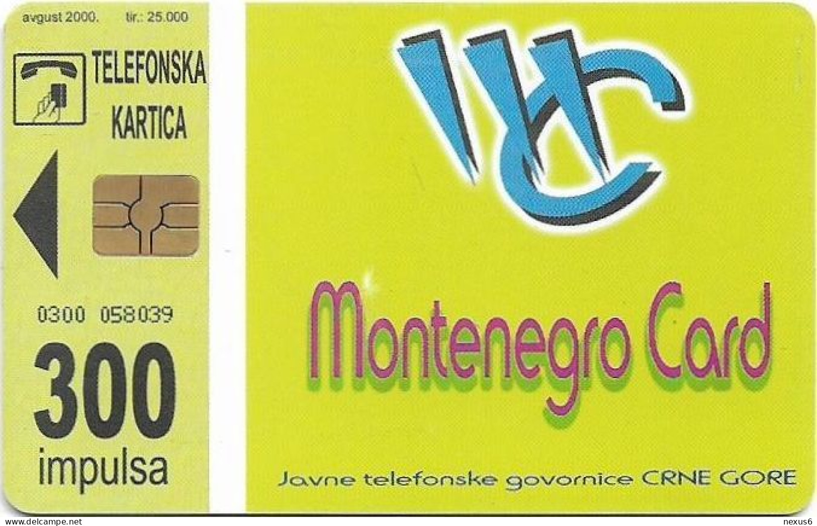 Montenegro - Telecom - Montenegro Card, Gem5 Red, 08.2000, 300Units, 25.000ex, Used - Montenegro