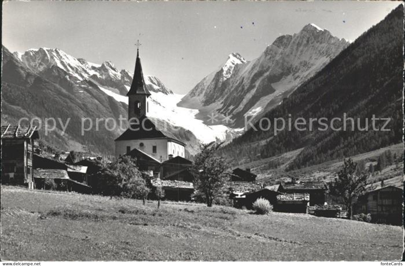 11745717 Kippel Im Loetschental Kirche Mit Sattelhorn Und Schinhorn Kippel - Sonstige & Ohne Zuordnung