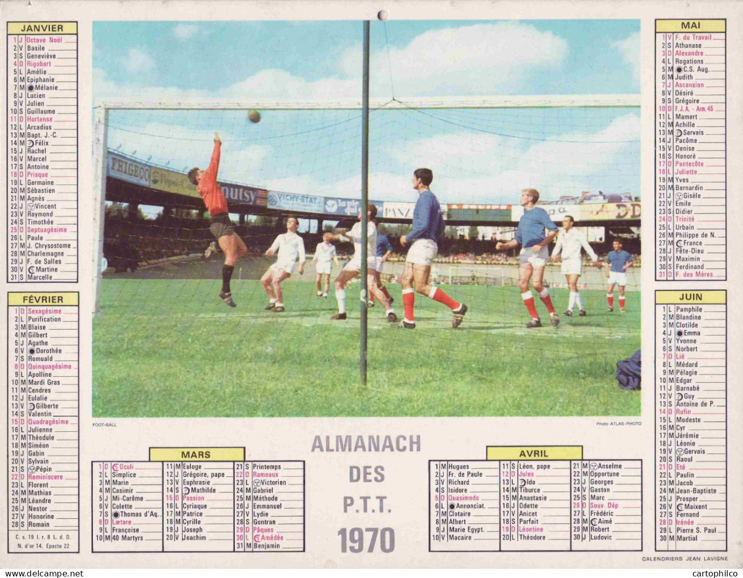 Calendrier France 1970 Football Danse Basque Folklore Costume - Grossformat : 1971-80