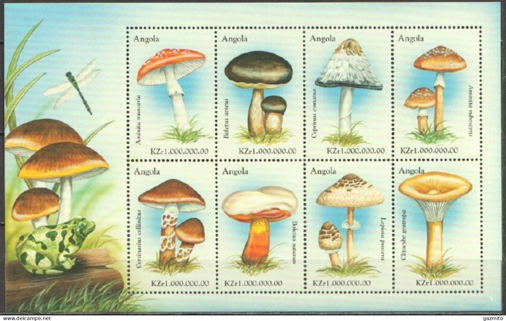 Angola 1999, Mushrooms, 8val In BF - Paddestoelen