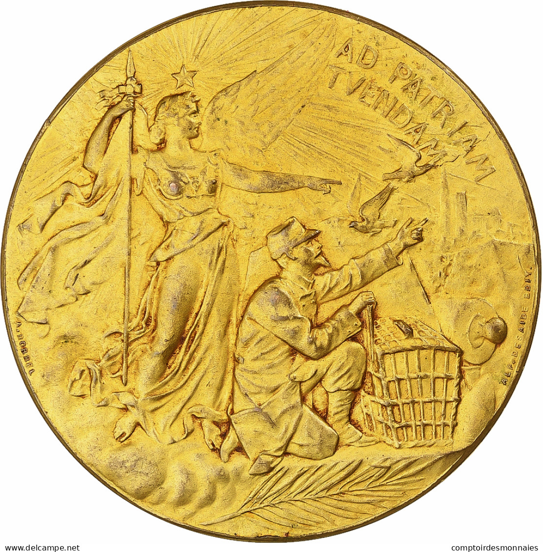 France, Médaille, Ministère De La Guerre, Communications Aériennes, Gilt - Altri & Non Classificati