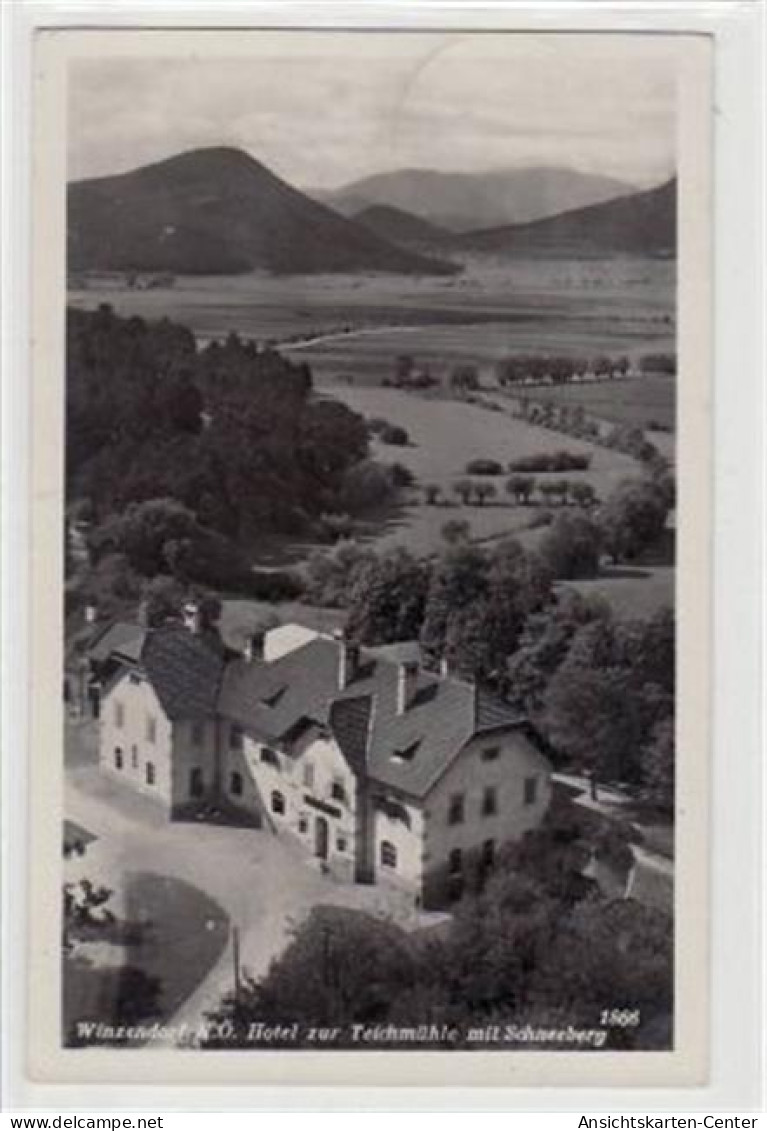 39006411 - Fotokarte Von Winzendorf. Hotel Zur Teichmuehle Mit Schneeberg Gelaufen 1932. Gute Erhaltung. - Autres & Non Classés