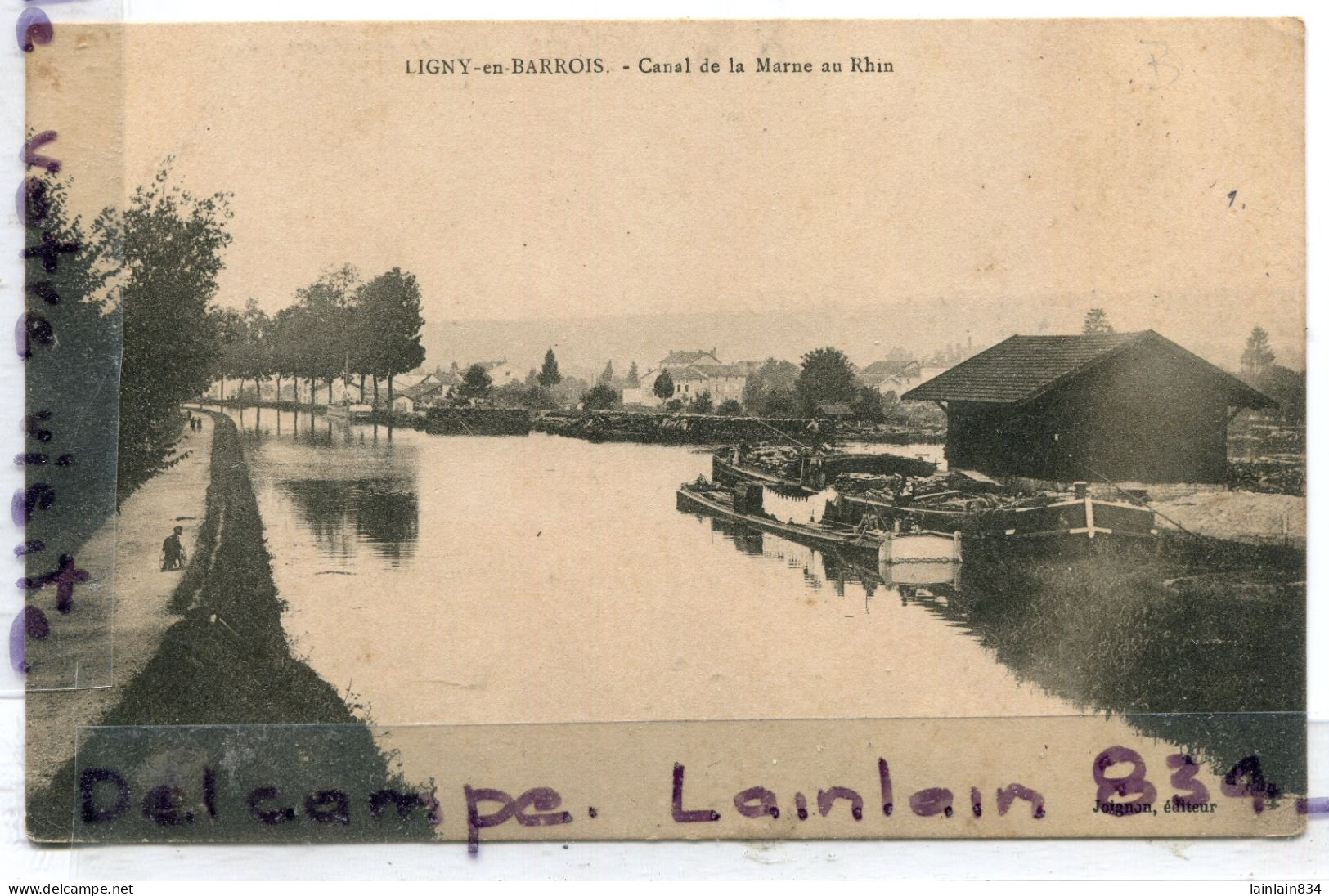 - LIGNY EnBARROIS - ( Meuse ) -  Canal De La Marne Au Rhin, Péniche, Linge, écrite Par Un Soldat, 1914, TBE, Scans. - Ligny En Barrois