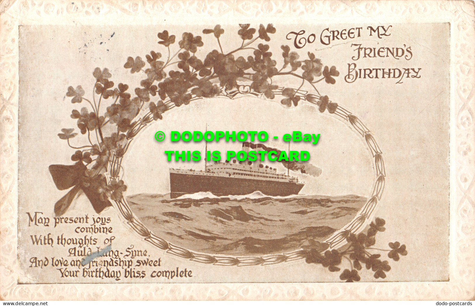 R467842 To Greet My Friends Birthday. Ship. Series No. 411. 1918 - Monde