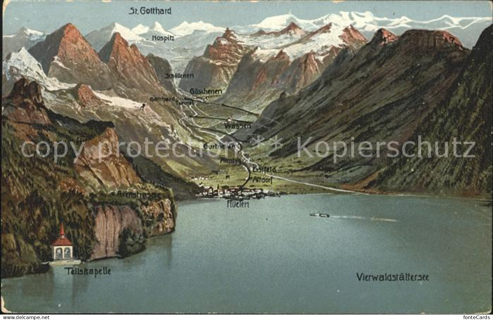 11729326 Vierwaldstaettersee SZ Mit St Gotthard Hospiz Tellskapelle Flueelen Bru - Sonstige & Ohne Zuordnung