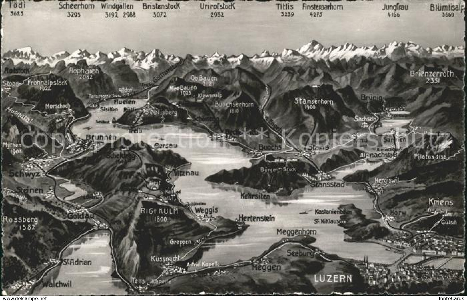 11729146 Vierwaldstaettersee SZ Panoramakarte Brunnen - Sonstige & Ohne Zuordnung