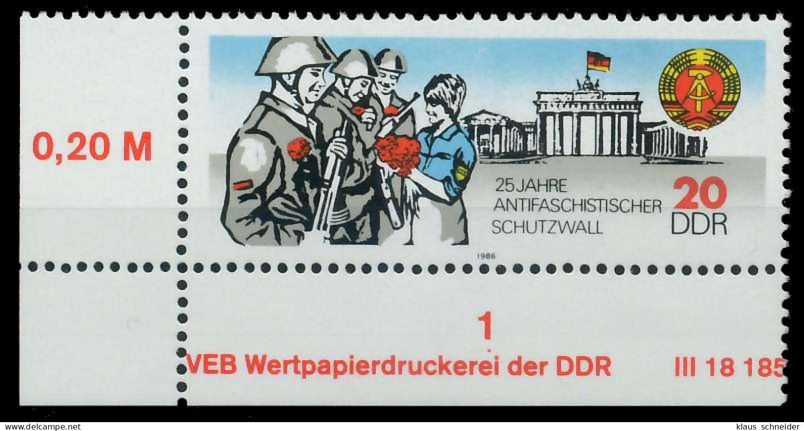 DDR 1986 Nr 3037 Postfrisch ECKE-ULI X0D27EA - Neufs