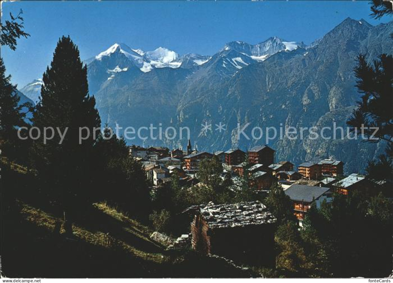 11719106 Graechen VS Dorfpartie Mit Weisshorn Bishorn Barrhorn Graechen - Other & Unclassified