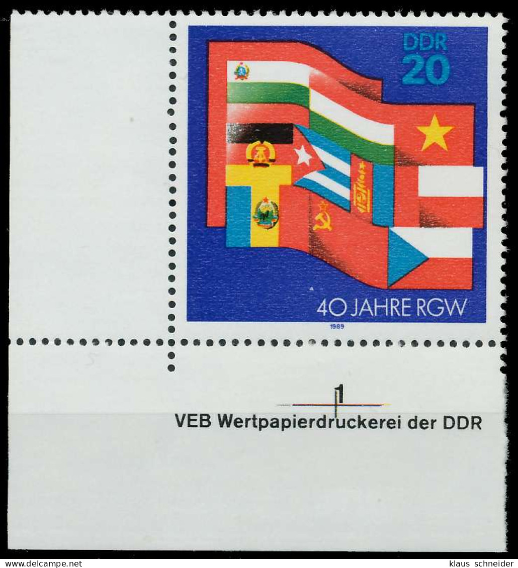 DDR 1989 Nr 3221 Postfrisch ECKE-ULI X0DE21E - Ungebraucht