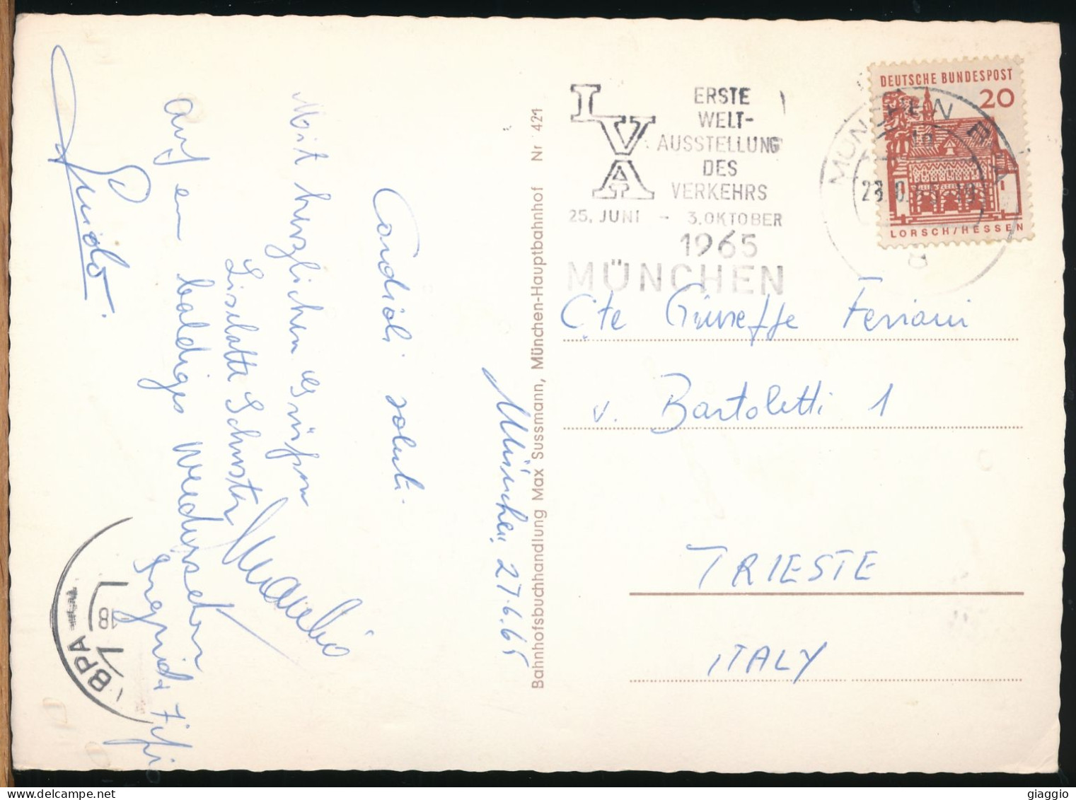 °°° 31062 - GERMANY - MUNCHEN - HAUPTBAHNHOF - 1965 With Stamps °°° - München