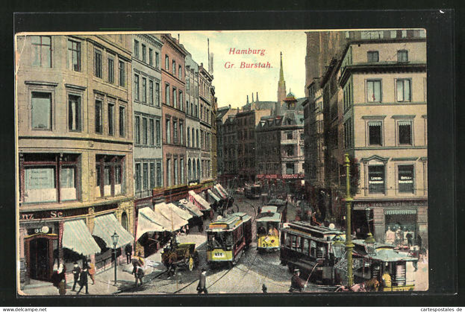 AK Hamburg, Grosser Burstah, Strassenbahn  - Mitte