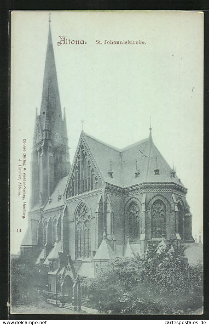 Mondschein-AK Hamburg-Altona, St. Johanniskirche  - Altona