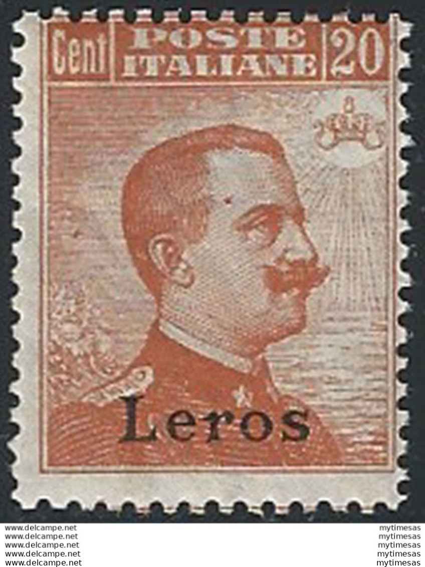 1921-22 Egeo Lero 20c. Arancio Mc. MNH Sassone N. 11 - Other & Unclassified