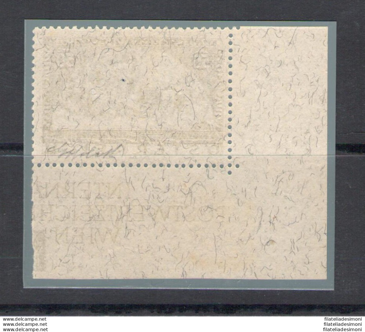 1933 AUSTRIA - W.I.P.A. 50+50 G., N. 430A Carta Con Fili Di Seta - Angolo Di Foglio - MNH**- Firmato Per Esteso Giulio B - Other & Unclassified