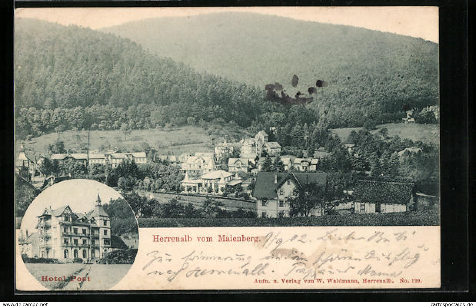 AK Herrenalb, Hotel Post, Blick Auf Den Ort Vom Maienberg  - Bad Herrenalb