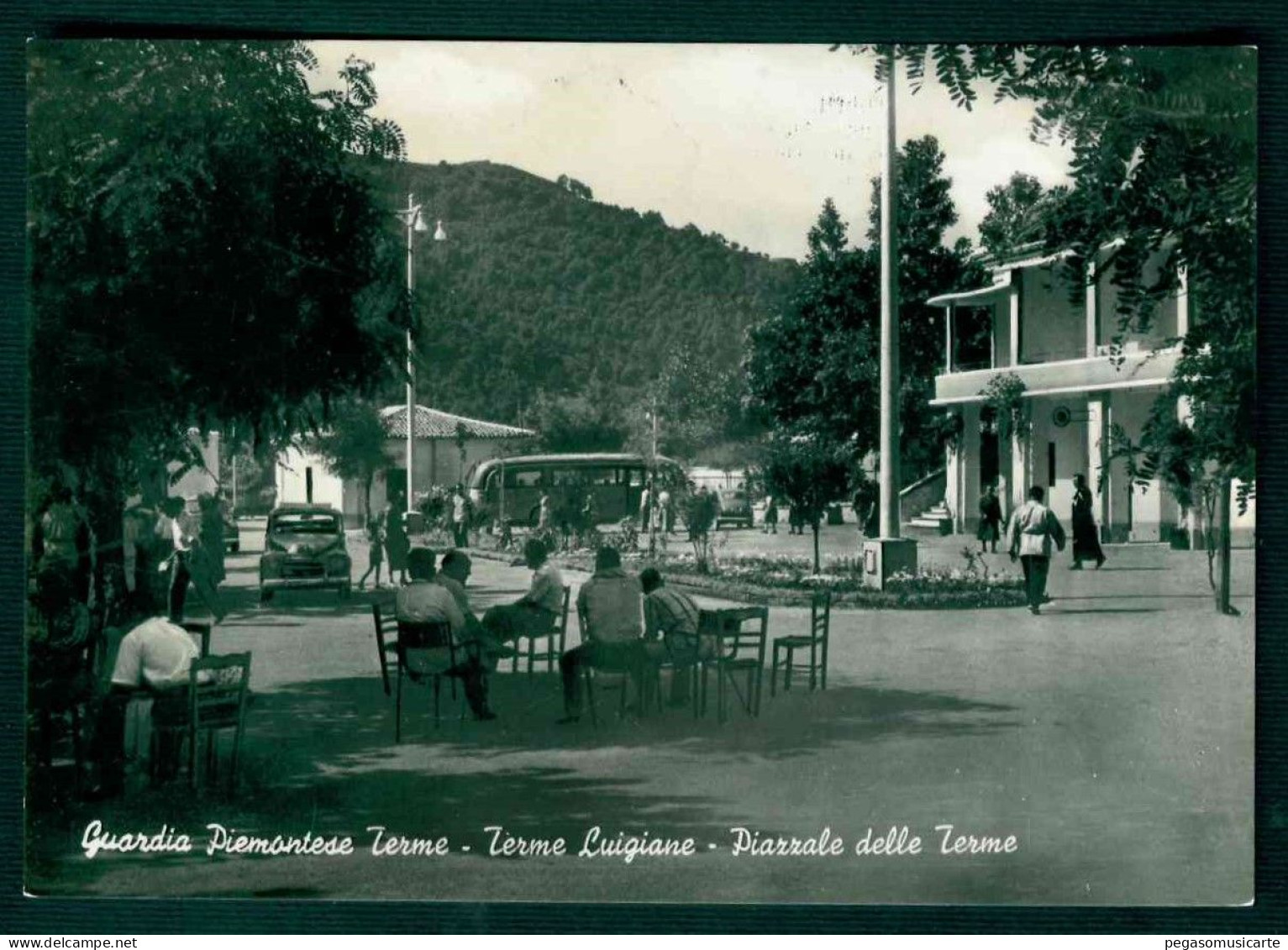 BH002 - GUARDIA PIEMONTESE TERME - TERME LUIGIANE - PIAZZALE DELLE TERME - ANIMATA AUTO CAR AUTOBUS COSENZA 1958 - Otros & Sin Clasificación