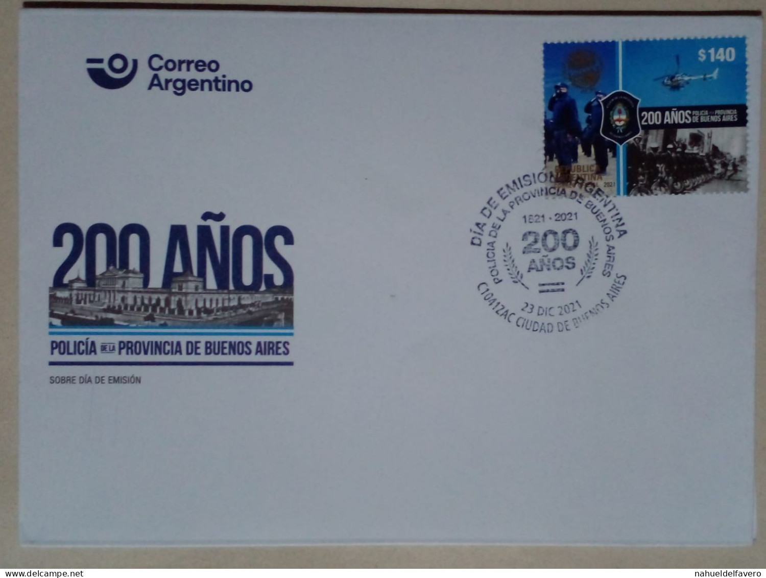 Argentine - Enveloppe Premier Jour, Thème 200 Ans De La Police De Buenos Aires (2021) - Ongebruikt