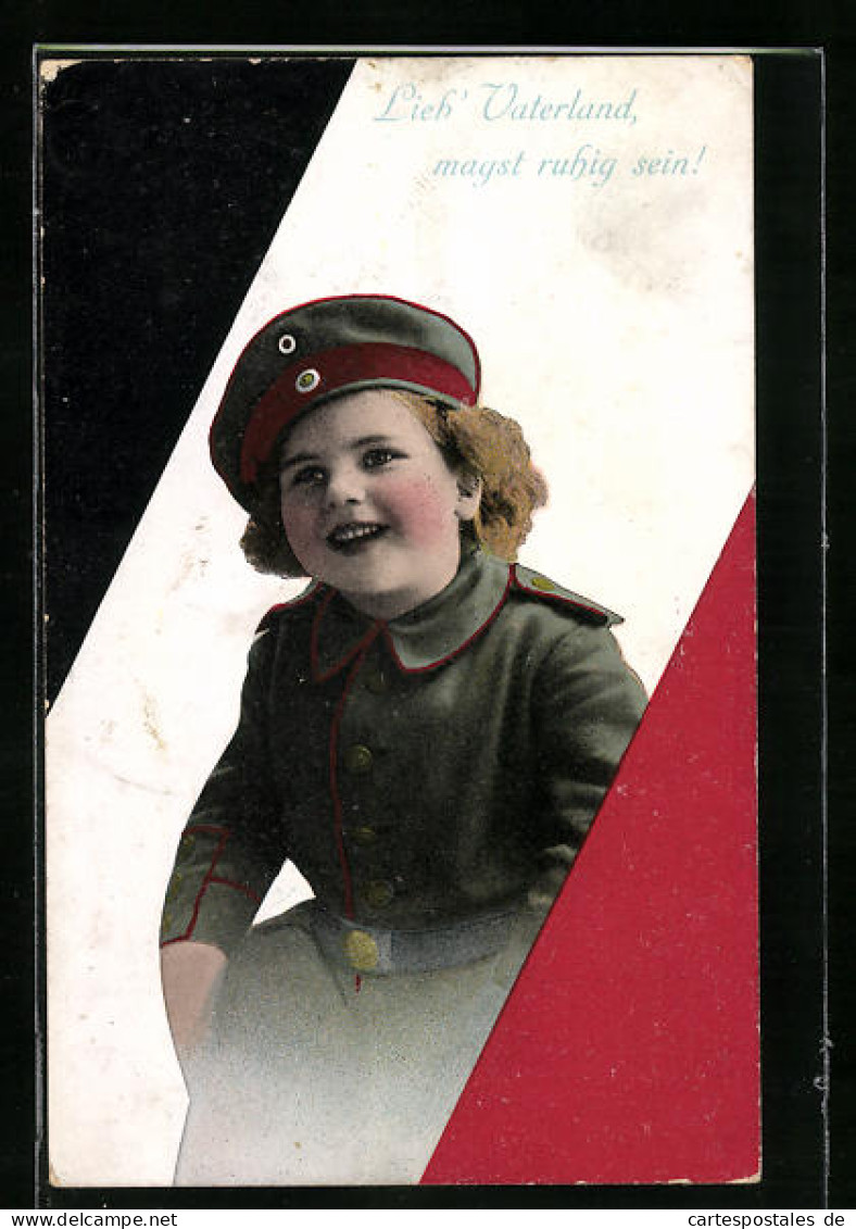 AK Mädchen In Uniform, Kinder Kriegspropaganda  - Guerre 1914-18